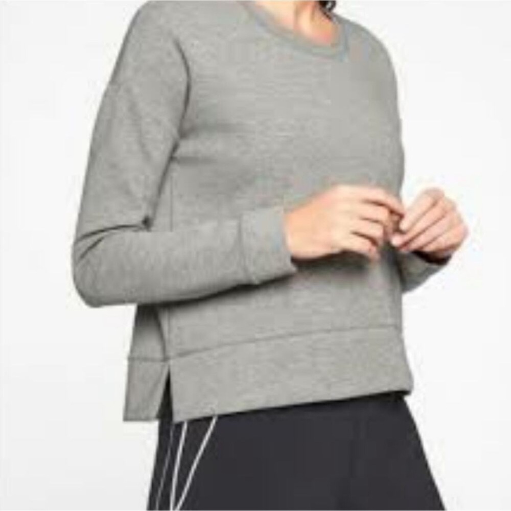 $79 Athleta Modern Sweatshirt Pullover Top Cotton Blend size Large Heather grey